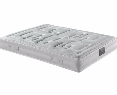 Matelas blanc avec dessus matelassé, poignées latérales et qualité exceptionnelle, placé sur un fond blanc immaculé. Canape Paris by Atelier Bis
