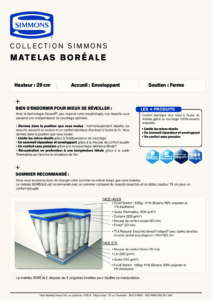 Découvrez notre brochure Simmons en français, mettant en avant la qualité et les caractéristiques exceptionnelles de nos matelas. Offrant un confort inégalé à un prix compétitif, nos produits sont prisés à Paris pour leur excellence et leur durabilité. Canape Paris by Atelier Bis