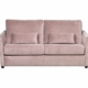 Canapé en velours rose avec deux coussins assortis, doté d'accoudoirs élégants et d'un design moderne, parfait pour ajouter de l'élégance à n'importe quelle salle d'exposition. Isolé sur fond blanc. Canape Paris by Atelier Bis