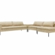 Canapé sectionnel beige en L avec pieds en métal noir, parfait pour tout showroom parisien élégant. Canape Paris by Atelier Bis
