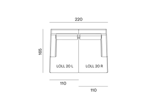 Un dessin technique en noir et blanc présente deux chaises en L avec des dimensions précises étiquetées, faisant écho à l'artisanat de qualité synonyme de design parisien. Canape Paris by Atelier Bis