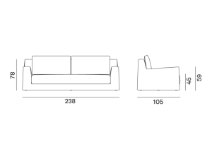 Découvrez la silhouette élégante de notre canapé, mesurant 286 cm de longueur, 78 cm de hauteur et 105 cm de profondeur, avec une hauteur d'assise confortable de 74,5 cm. Parfait pour tout showroom cherchant à mettre en valeur le style et la sophistication. Canape Paris by Atelier Bis