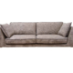 Un canapé gris moderne avec passepoil noir et deux grands coussins se dresse élégamment, comme s'il était prêt à être mis en valeur dans un showroom parisien, sur fond blanc immaculé. Canape Paris by Atelier Bis