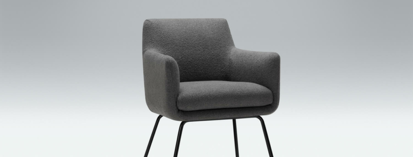 Fauteuil Moa Bistro en lin beige près d'une grande baie vitrée Placé près d'une grande baie vitrée, le fauteuil en lin beige bénéficie d'une lumière naturelle abondante, parfait pour se détendre en lisant.
