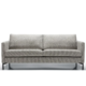 Canapé rembourré gris avec deux coussins d'assise et deux coussins de dossier, disposés sur un fond blanc. Canape Paris by Atelier Bis