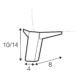 Dessin technique d'un objet coudé dont les dimensions sont indiquées : hauteur 10/14, largeur 4 et longueur 8. Canape Paris by Atelier Bis