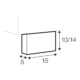 Une boîte rectangulaire dont les dimensions sont étiquetées : 5 de profondeur, 15 de largeur et 10/14 de hauteur. Canape Paris by Atelier Bis