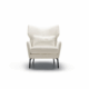 Fauteuil moderne blanc avec un coussin assorti, doté de pieds noirs, isolé sur fond blanc. Canape Paris by Atelier Bis