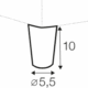Coupe simple d'une hauteur de 10 unités et d'un diamètre de base de 5,5 unités, représentée par un croquis technique. Canape Paris by Atelier Bis