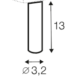 Dessin technique d'un cylindre d'un diamètre de 3,2 unités et d'une hauteur de 13 unités. Canape Paris by Atelier Bis