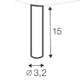 Dessin technique d'un cylindre vertical de 15 unités de hauteur et de 3,2 unités de diamètre. Canape Paris by Atelier Bis