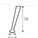 Dessin au trait d'un objet cylindrique incliné, de 18 unités de hauteur, avec un diamètre de 2,8 unités à la base. Canape Paris by Atelier Bis
