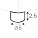 Dessin technique d'une rainure semi-circulaire de 2,5 unités de profondeur et de 5 unités de diamètre. Canape Paris by Atelier Bis