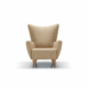 Fauteuil beige à haut dossier avec accoudoirs incurvés et pieds en bois, présenté sur fond blanc. Canape Paris by Atelier Bis