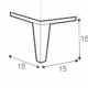 Dessin isométrique d'un objet en forme de L avec deux côtés de 15 unités et une hauteur de 15 unités. Canape Paris by Atelier Bis