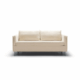 Canapé beige deux places avec deux coussins, pieds en métal et design minimaliste sur fond blanc. Canape Paris by Atelier Bis